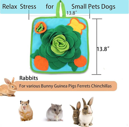 Rabbit Foraging Mat Snuffle Mat for Small Animals Bunny Puzzle Toys Pets Interactive Feeding Mat for Guinea Pigs Hedgehog Chinchilla Puppies (Green)