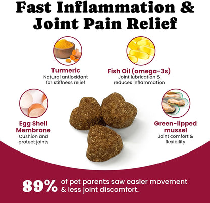 Glucosamine for Dogs Hip & Joint Support, Joint Supplement for Dogs with Chondroitin, Dog Joint Chews for Pain and Inflammation Relief for Large & Small Breeds - 60-Day Satisfaction Guarantee - 180 Ct