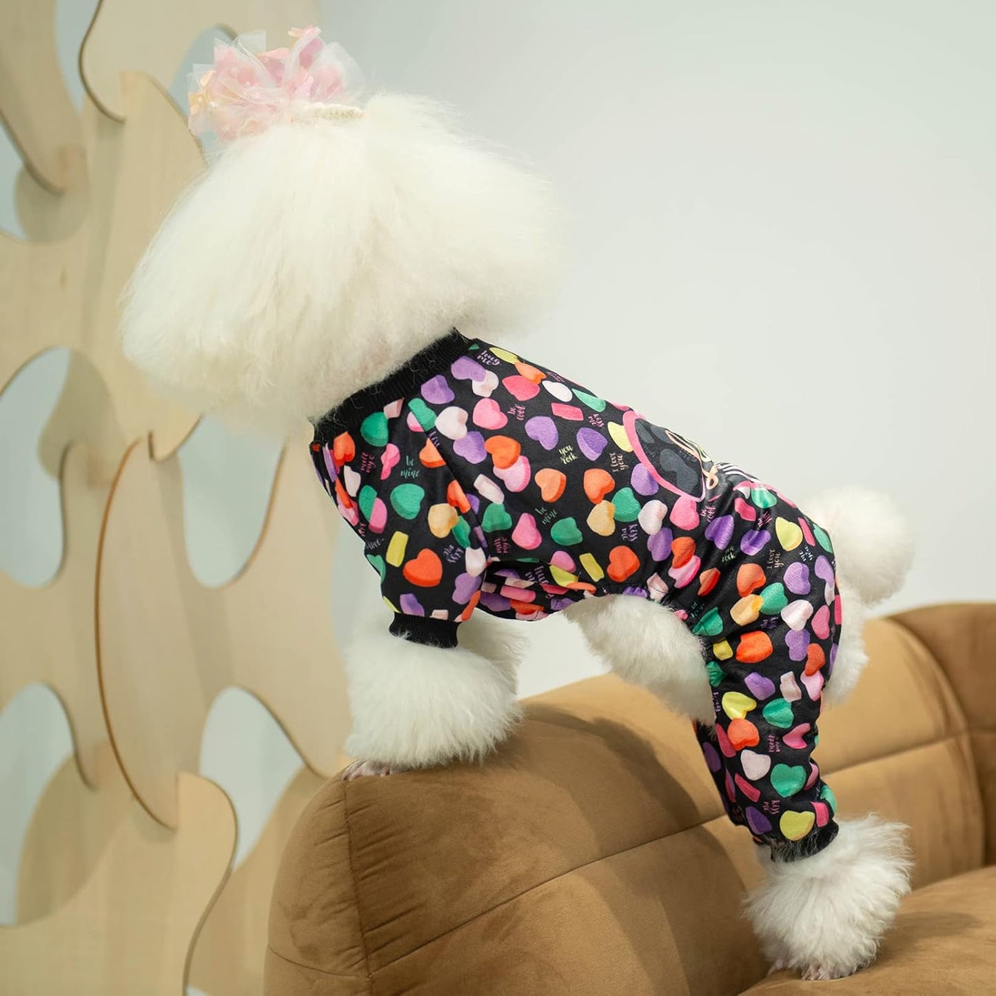 CuteBone Small Dogs Valentines Outfit Soft Puppy Onesies Pjs Dog Pajamas Pet Coat Cat Apparel Comfy Doggie Jumpsuit Bodysuit for All Seasons P272XL