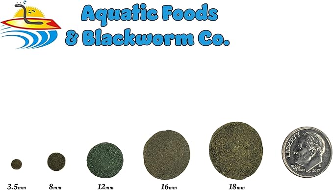 Aquatic Foods Inc. 4-Type 12mm - 1/2" Sinking Wafer Mix of Spirulina-Algae, Ultra-Worm, Ultra-Shrimp, Color Enhancing Wafers for Shrimp, Snails, Crabs, Crayfish, All Tropical Fish..11oz Small Jar