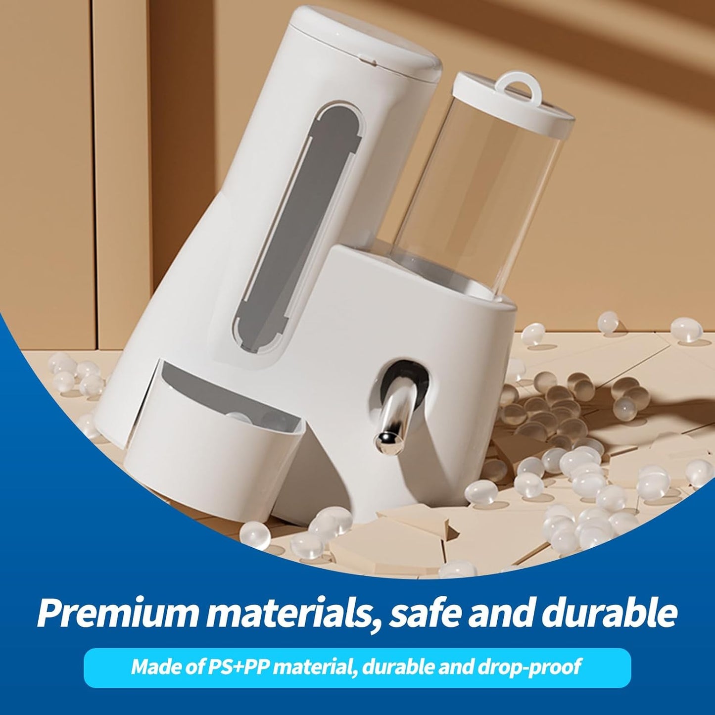 2-in-1 Hamster Water Bottle & Food Dispenser - Leak-Resistant Design for Glass/Wire Cages (120ml/4oz BPA-Free + Double Seal Nozzle) Dwarf Hamster & Mice Essentials (White, 6.3×5.1×4.3)