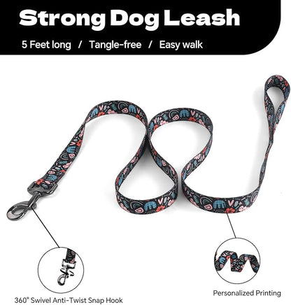 QQPETS Dog Harness Leash Set Adjustable Heavy Duty No Pull Halter Harnesses for Small Medium Large Breed Dogs Back Clip Anti-Twist Perfect for Walking