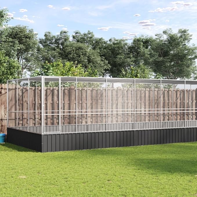 Galvanized Steel Large Flight King Bird Cage with Extension, Steel Outdoor Aviary, Outdoor Indoor Large Bird Cage Aviary Pet House for Cockatiels African Parakeets, 448.4"x120.9"x83.5",-318