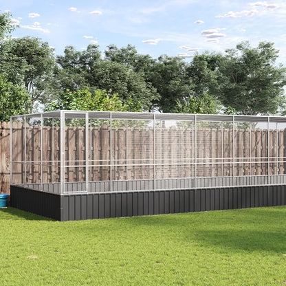 Galvanized Steel Large Flight King Bird Cage with Extension, Steel Outdoor Aviary, Outdoor Indoor Large Bird Cage Aviary Pet House for Cockatiels African Parakeets, 448.4"x120.9"x83.5",-318