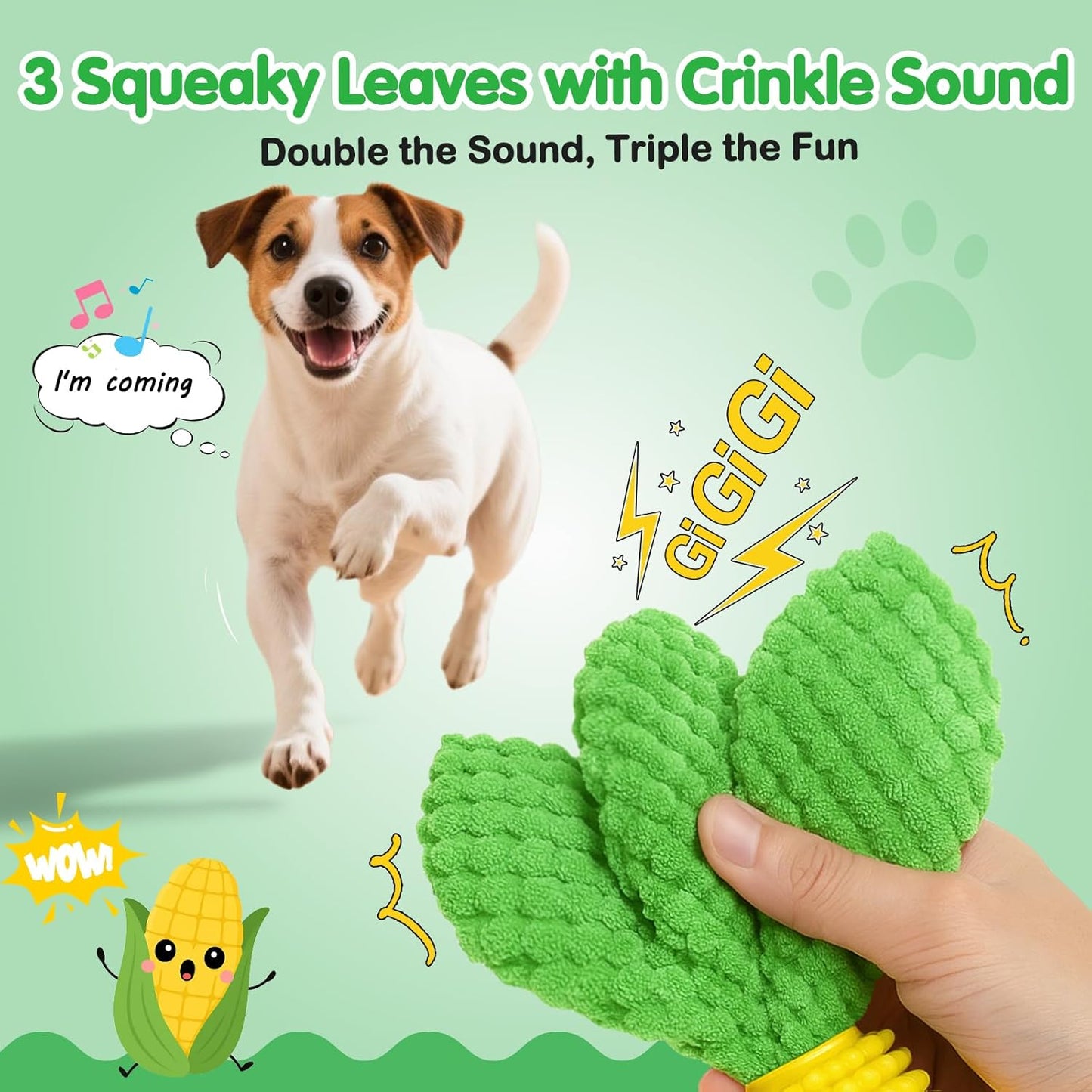 Dog Chew Toys for Aggressive Chewers – Squeaky Corn Dog Toys to Keep Them Busy, Soft Durable Teething Toys for Medium and Large Dogs