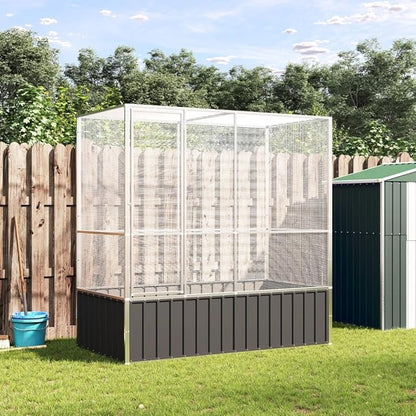 Galvanized Steel Large Flight King Bird Cage, Steel Outdoor Aviary, Outdoor Indoor Large Bird Cage Aviary Pet House for Cockatiels African Parakeets, 82.9"x42.1"x83.5",-301