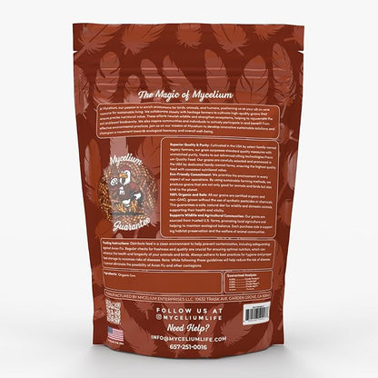 Mycelium Premium Corn – Organic, Non-GMO, High Nutritional Value Poultry Food for Chickens, Ducks & Turkeys, Sourced from Local USA Farms, Sustainable Farming, 5 lbs