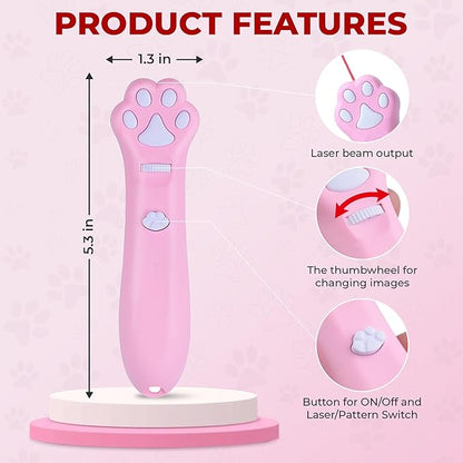 Cat Toy - Dog Toy | Wall Image Projector | Indoor Interactive Cat Toy with 5 Different Designs | Ideal for Dog, Cat, Kitten, Puppy (Pink)