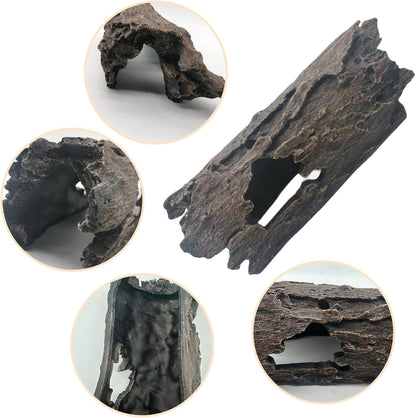 Tfwadmx Bearded Dragon Hide, 13.5" Large Reptile Hideout, Resin Simulated Hollow Log for Aquarium, Betta Fish Hideout, Reptile Tank Accessories for Corn Snakes, Young Ball Pythons, Geckos, Axolotls