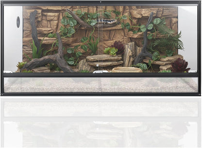 120 Gallon Bearded Dragon Tank, 48"x24"x24" (4x2x2 ft) Large Reptile Terrarium, Reptile Enclosure with Aluminum Frame, Mesh Top, Sliding Lock Doors