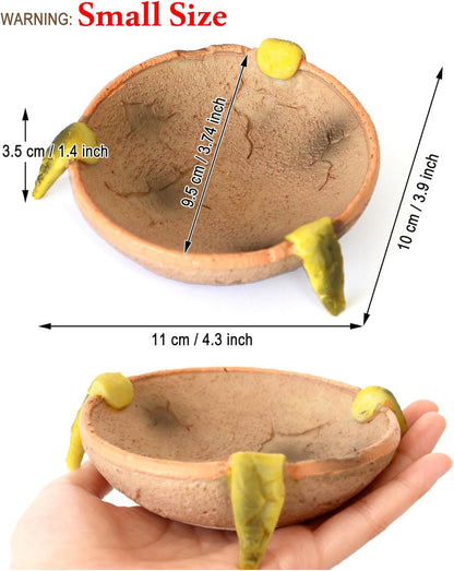 Food/Water Dish for Reptiles, Amphibians and Other Little Critters Water/Food Bowl, Made from Premium Resinl, Reptile Feeding Bowls for Bearded Dragon Lizard,Hermit Crab,Gecko,Tortoise,Frog