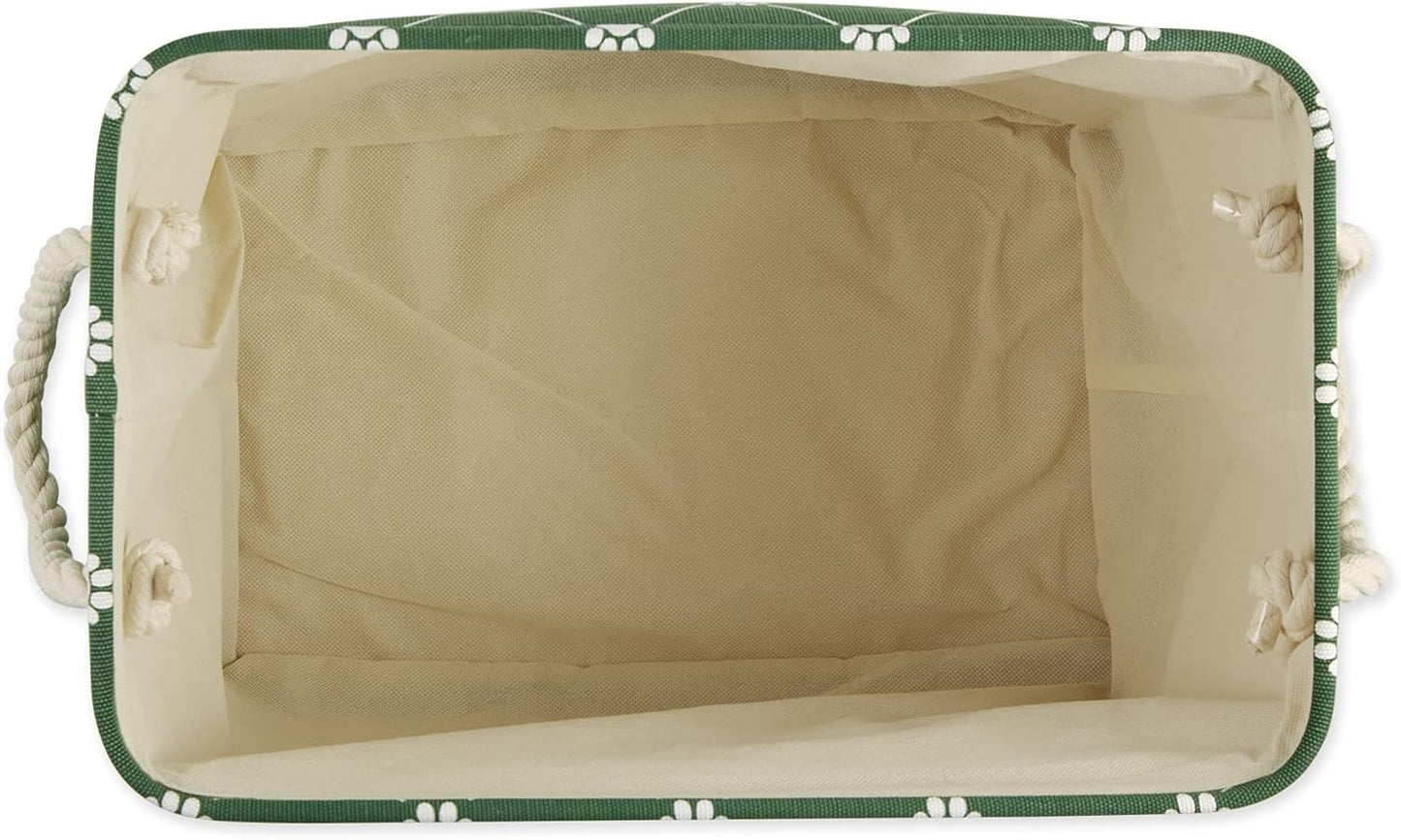 Bone Dry Pet Storage Collection Paw and Bone Print, Large Rectangle, 17.5x12x15 Hunter Green Trellis