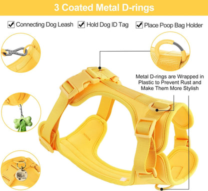No Pull Lightweight Dog Harness: Adjustable Durable Breathable Mesh Pet Vest Harness with Soft & Comfortable Cushion, for Small Medium Large Dogs (Medium, Butter Yellow)
