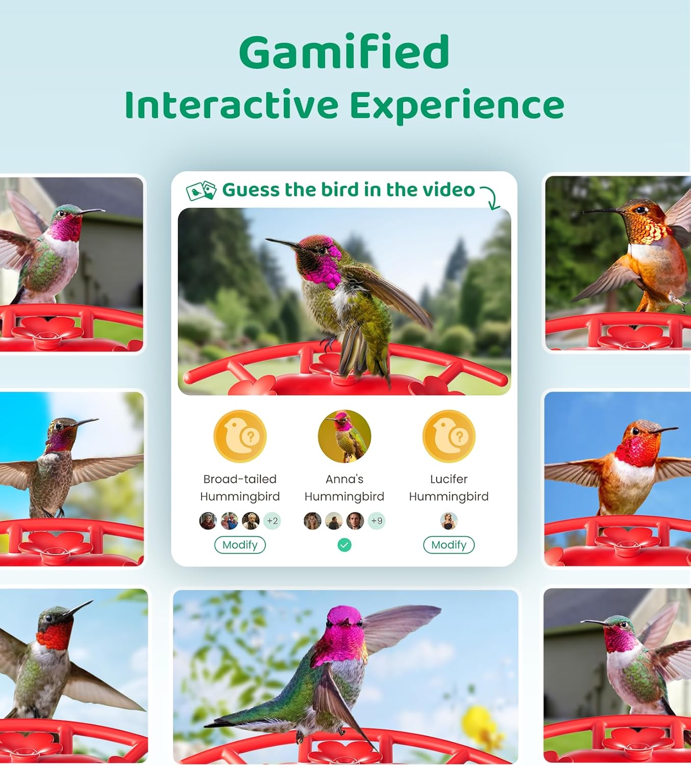 HIXX Smart Hummingbird Feeder with Camera Solar Powered, with Ant Moat & Bee Proof AI Bird Recognition, Easy Clean & Refill, with Coolfly Birdwatching APP, Ideal Gifts for Hummingbird Lover (17.5 oz)