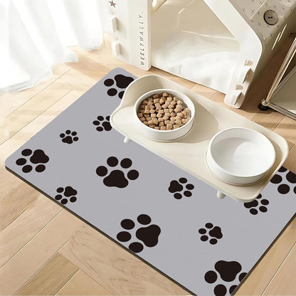 Pet Feeding Mat Dog Cat Food Mat for Floors Waterproof Food and Water Bowl Mats for Indoor Absorbent Non-Slip Dog Food Mat Quick Dry Pet Food Mats 12x20in Light Gray