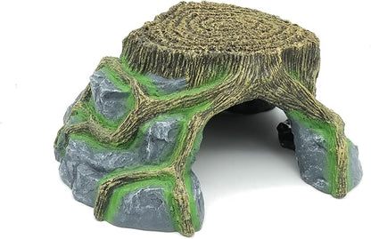 JIHAQUA Resin Large Turtle Tank Accessories Reptile Hideouts Cave Habitat Decor for Gecko Leopard Lizards Toad