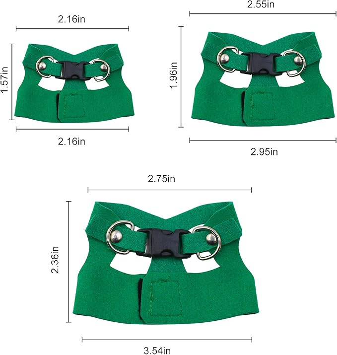 Bearded Dragon Harness and Leash Set, 3 Size Adjustable Soft Leather Reptile Leash, Lizard Harness with Retractable, Small Animal Outdoor Walking Vest with Traction Rope, 3 Pack (Green)