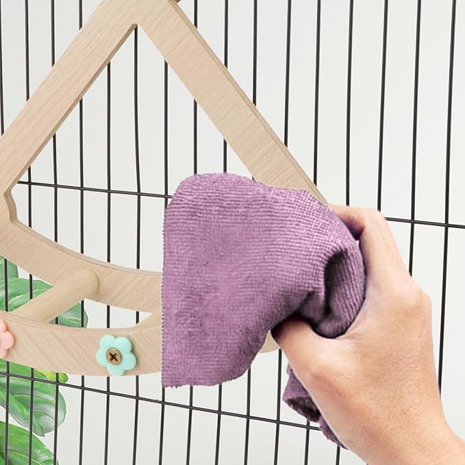 Bird Swing Toy Multilayer Bird Playground Natrual Wooden Activity Toy for Parakeets, Cockatiels, Conures, Lovebirds Cage Perch Stand with Chew Toys & Climbing Ladders (9.4x3.9x7.9 Inch)