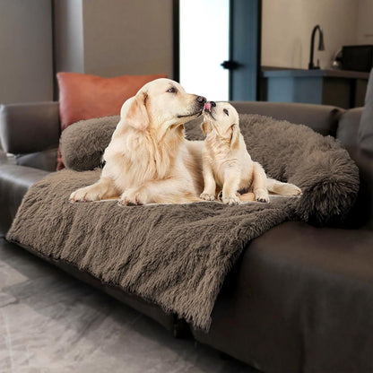 Calming Dogs/Cats Bed Mats, Dog Pad Washable Removable Couch Cover, Plush Long Fur Mat for Pets, Waterproof Lining, Perfect for Small, Medium and Large Dogs and Cats (Desert Brown, 41"x37")
