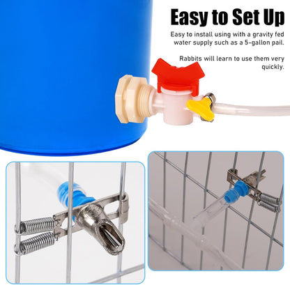 Automatic Rabbit Watering System, Rabbit Waterer Kit System Gravity Fed Include 24 Sets of Nipple Drinkers and 46 Feet of ID 5/16" Hose
