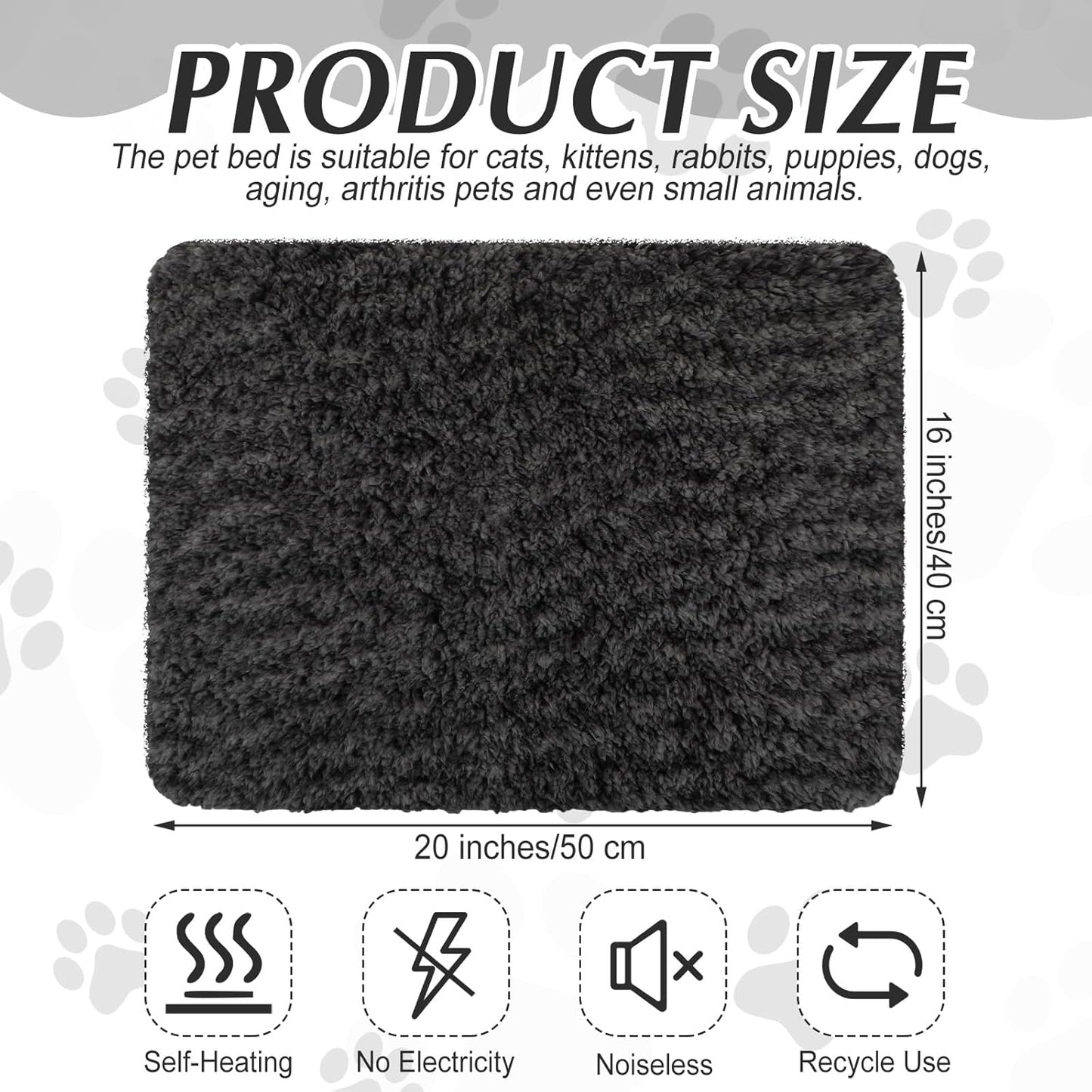 4 Pack Self Warming Cat Pads Self Heating Cat Mat Washable Homeless Dogs Thermal Pads Kennel Pad Reflects Body Heat Warm Crate Bed Mat for Indoor Outdoor Pet(Black,16 x 20 Inch)