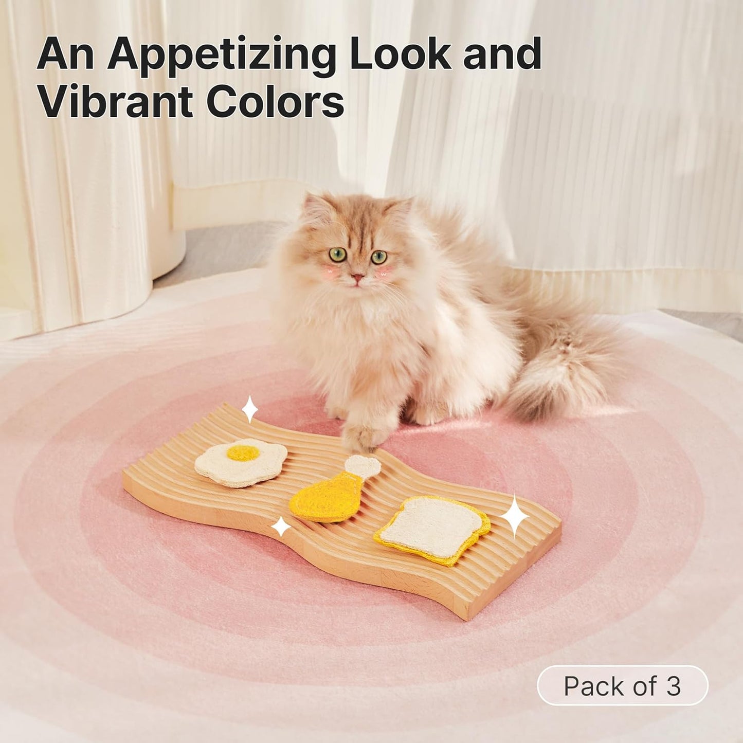 Potaroma Loofah Cat Chew Toys with Catnip and Silvervine, 3PCS Interactive Kitten Loofa Dental Teething and Biting Catnip Toys for Cat's Dental Cleaning, 3.2 Inches