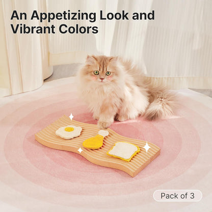 Potaroma Loofah Cat Chew Toys with Catnip and Silvervine, 3PCS Interactive Kitten Loofa Dental Teething and Biting Catnip Toys for Cat's Dental Cleaning, 3.2 Inches