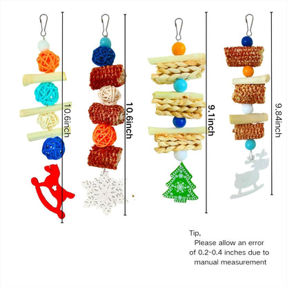 Bunny Chew Toys,Natural Chinchilla Chew and Treats Toys,Rabbit Toys for Guinea Pigs Hamster Gerbils Chinchilla and Other Small Pets(4pcs)