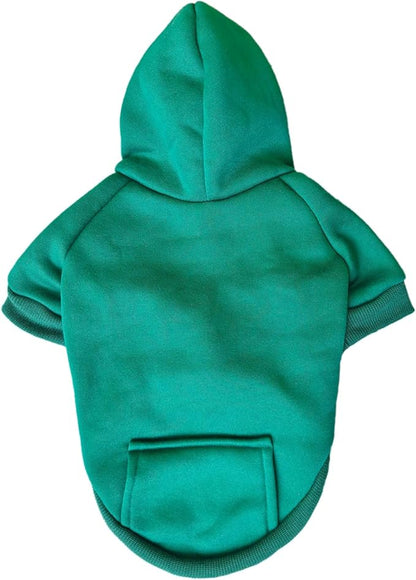 Jecikelon Winter Dog Hoodie Sweatshirts with Pockets Warm Dog Clothes for Small Dogs Chihuahua Coat Clothing Puppy Cat Custume (Green, X-Large)