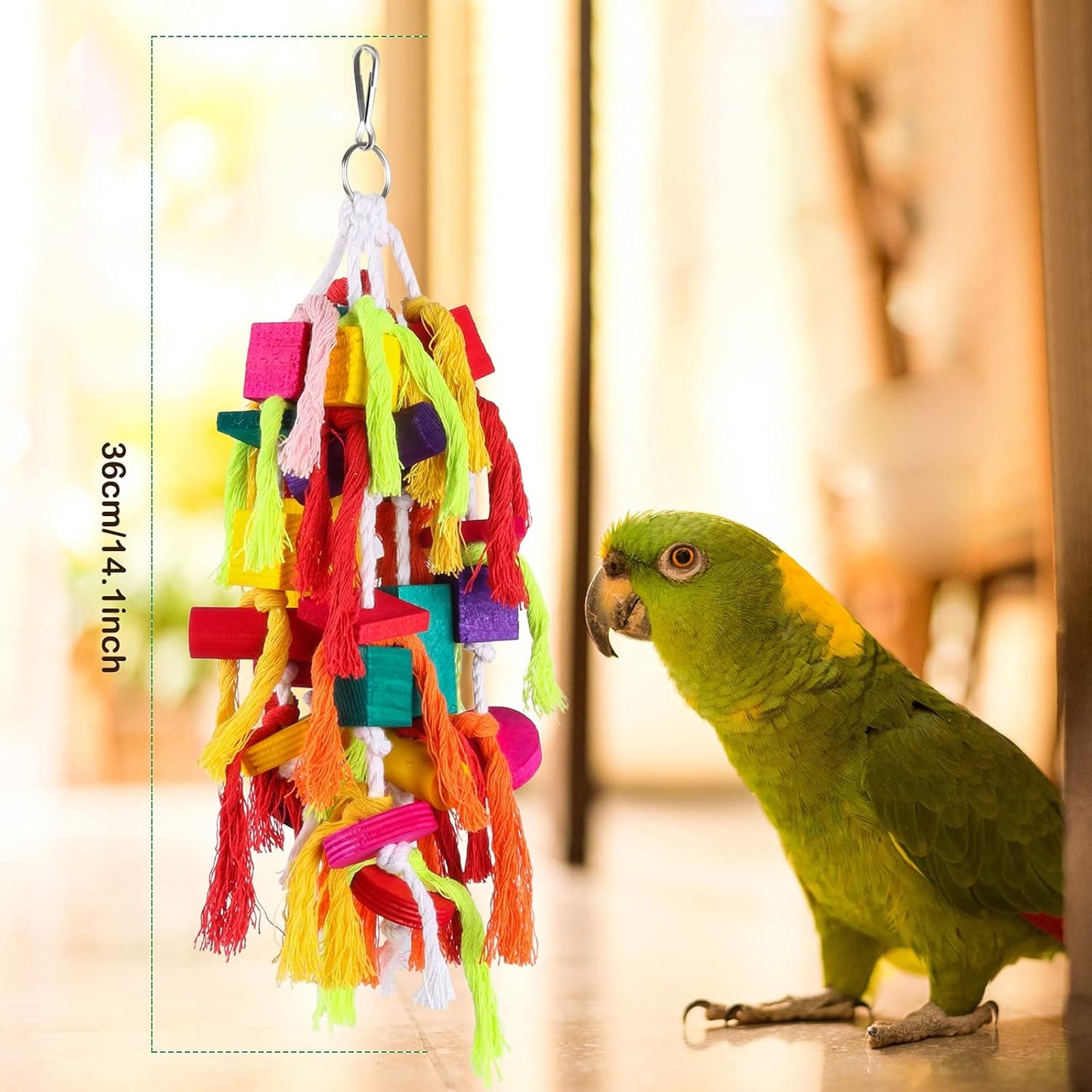 Rypet Large and Small Parrot Chewing Toys Parrot Cage Bite Toy Wooden Block Tearing Toys for Conures Cockatiels African Grey and Other Amazon Parrots