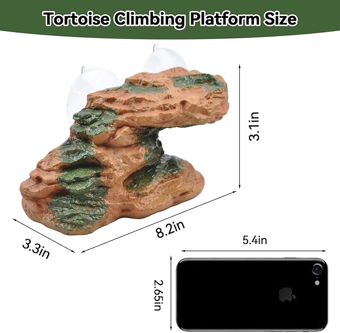 PINVNBY Turtle Docks for Basking,Resin Turtle Dock Platform with 2 Pcs Suction Cups,Floating Ramp Resting Area Habitat Aquarium Ornament Tortoise Climbing Accessories for Tortoises Frogs