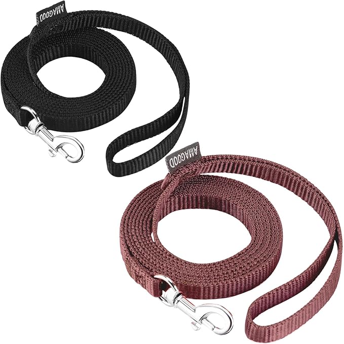 AMAGOOD 6 FT Cat Leash, Strong and Durable Traditional Style Leash with Easy to Use Collar Hook,Cat Lead Great for Cats (3/8 in x 6 ft,Black and Brown(2-Pack))