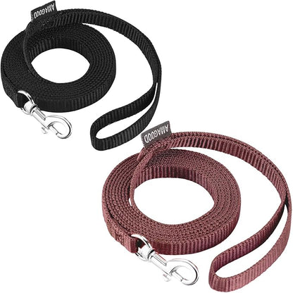 AMAGOOD 6 FT Cat Leash, Strong and Durable Traditional Style Leash with Easy to Use Collar Hook,Cat Lead Great for Cats (3/8 in x 6 ft,Black and Brown(2-Pack))