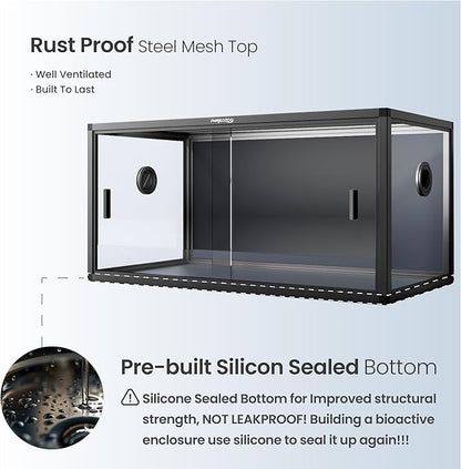 50 Gallon Bearded Dragon Tank, Reptile Enclosure for Easy Maintenance, Front Opening Reptile Tank with Top Screen Ventilation & Glass Sliding Door 36''x18''x18''
