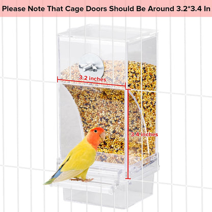 No Mess Bird Feeder Water Dispenser Set, Parakeet Cage Accessories, Bird Feeder and Waterers in Cage for Cockatiels, Finches, Lovebirds, Budgies, Canaries