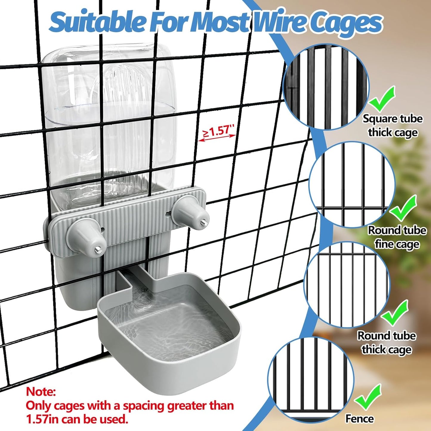 50 oz Rabbit Water Dispenser Hanging Gravity Bunny Water Bottle for Cage Automatic Small Animal Water Bottle for Ferret Guinea Pig Chinchilla Cat Puppy