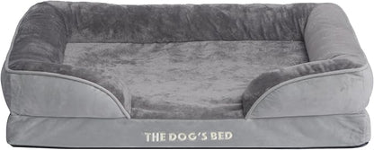 The Dog’s Bed, Orthopedic Standard Foam Waterproof Dog Bed with Standard Support, Large Silver Grey Plush, Waterproof, Supportive Dog Bed with Replaceable Covers