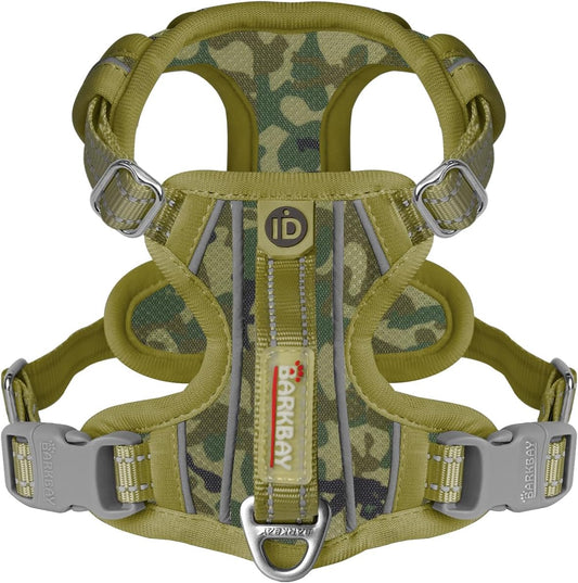 BARKBAY Dog Harness No Pull with ID Tag Pocket - Heavy Duty, Reflective, Easy Control for Large Dogs(Camo,XS)