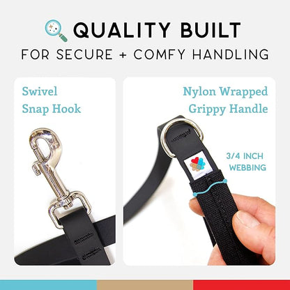 Wildebeest Funston Waterproof Dog Leash - Heavy Duty 6ft Long Leash for Small, Medium and Large Dogs - 1000D Nylon Scratch & Stink-Resistant & Pill-Free - Nylon Wrap Handle (3/4" Wide, 6 ft Length)