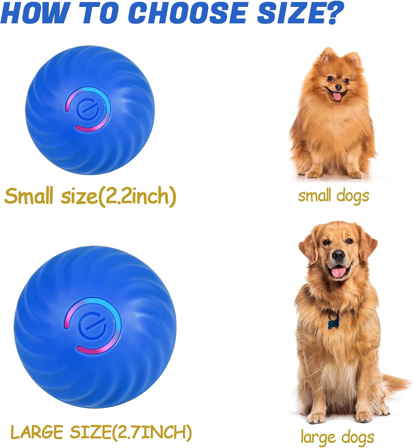 Interactive Dog Ball, Automatic Moving Toy Ball with Cover for Large Dogs, Self Rolling Best Boredom Toys for Gift, Dog Toys to Keep Them Busy(Orange, Small 2.2in)