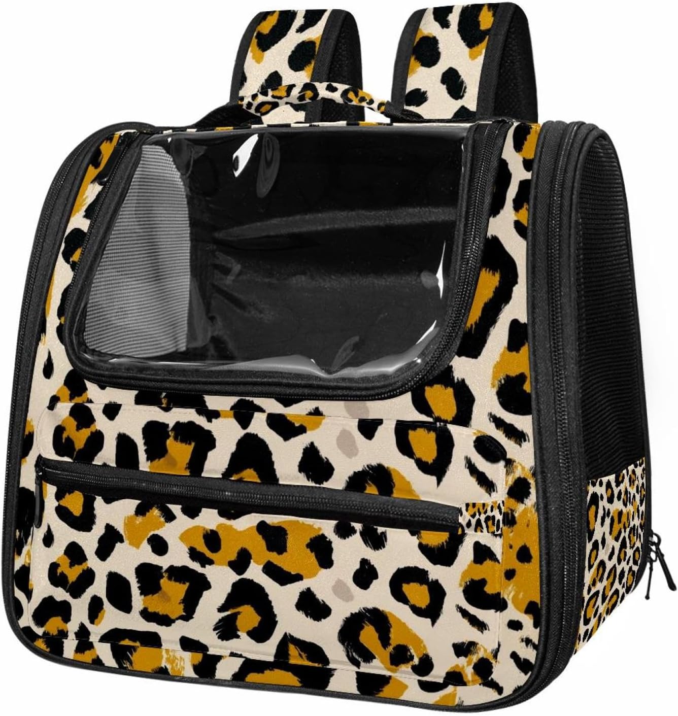 Modern Classic Leopard Print Pet Carrier for Dogs and Cats Soft Travel Kennel, Portable Foldable Bag