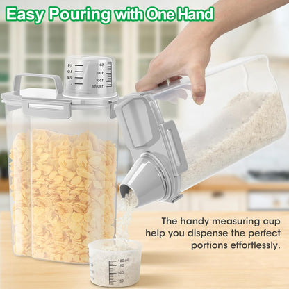 TBMax Rice Storage Container 3 to 5 Lbs - Small Pet Dog Cat Food Container Dispenser with Easy Pouring Spout & Cup, Portable Cereal Container for Small Spaces, Travel, or Daily Use