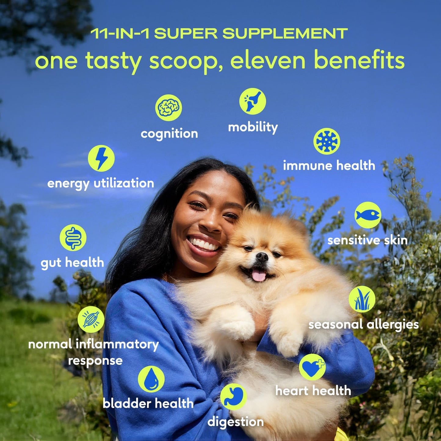 Native Pet Dog Vitamins & Supplements - 11-in-1 Vitamin Powder for Dog Food Topper - Collagen, Glucosamine, Probiotics, Omega & More- Supports Healthy Gut, Mobility & Overall Health - 120 Scoops