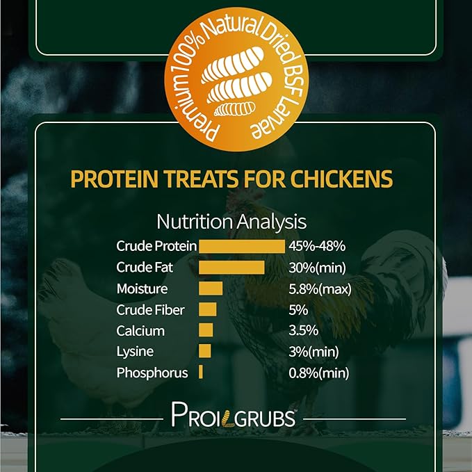 PROILGRUBS 10 LBS - Non-GMO-Dried Worms for Chickens All Natural Dried Black Soldier Fly Larvae Treats, High Protein Worms for Chickens, Hens, Birds...