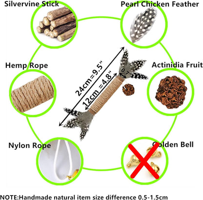 Cat Toys, 7 Pack Silvervine Cat Feather Toy Kitten Chew Stick Catnip Treat for Cleaning Teeth Indoor Kitty Teaser Wand Molar Snack for Interactive Pet Rabbit Bunny Hamster