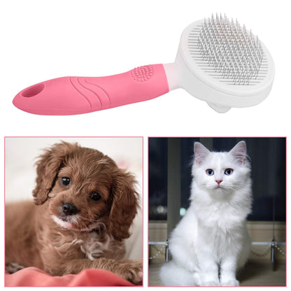 Cat Grooming Brush, Pets Skin Friendly Self Cleaning Slicker Massage Brushes for Shedding Dogs Cats Hair Gentle Remove Loose Undercoat with Long or Short Hairs for All Fur Type- UPGRADED (pink)