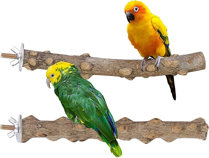 CozyCabin Natural Wood 4Pcs Bird Perches Stand, Hanging Cage Toys Accessories for Small Parrot Budgies Conure Parakeets Cockatiels Lovebirds
