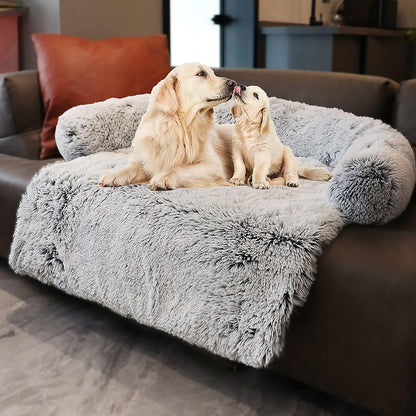Calming Dogs/Cats Bed Mats, Dog Pad Washable Removable Couch Cover, Plush Long Fur Mat for Pets, Waterproof Lining, Perfect for Small, Medium and Large Dogs and Cats (Gradient Gray, 41"x37")