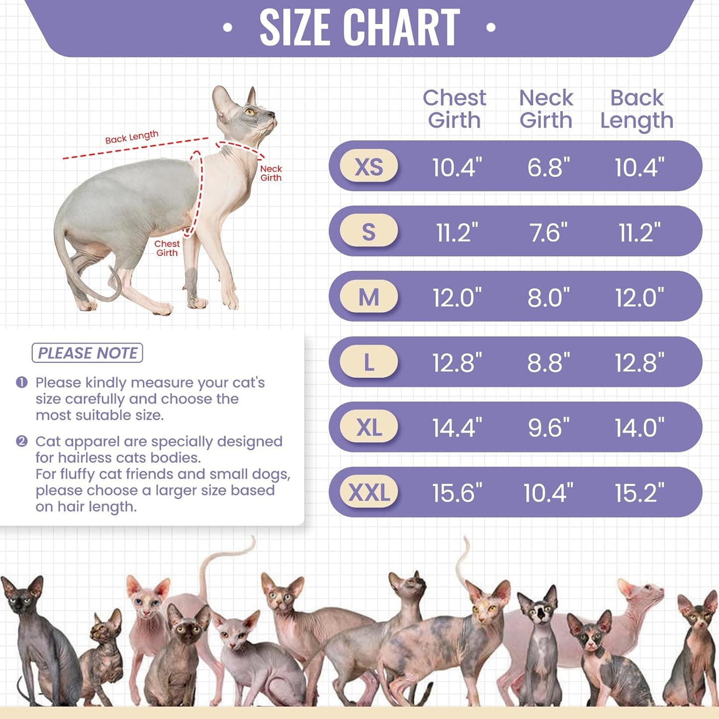 DENTRUN Sphynx Hairless Cats Shirt Pullover Kitten T-Shirts, Breathable Cat Wear Turtleneck Sweater Adorable Cat's Clothes Vest Pajamas Jumpsuit