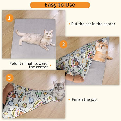 Cat Wrap for Grooming,Cat Wrap for Cutting Nails,Self-Adherent Soft Cat Blanket，Restrain The Cat to Keep Calm,Anti-Bite, Anti-Scratch, Wrap Anti-Escape Grooming Bags for Cats (Within 9lbs)